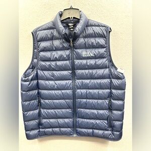 New Eddie Bauer EB650 Down Puffer Vest Full Zip 2XL Mens Blue Jacket Quilted